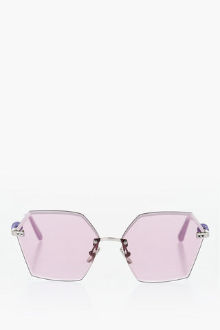 Hexagonal Sunglasses with Skull Detail