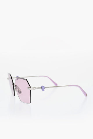 Hexagonal Sunglasses with Skull Detail