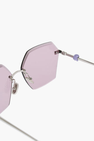 Hexagonal Sunglasses with Skull Detail
