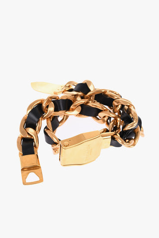 Low-Rise Leather Belt with Chain