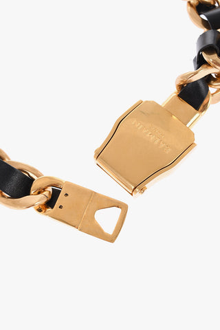 Low-Rise Leather Belt with Chain
