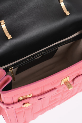 Leather Quilted Handbag with Removable Shoulder Strap
