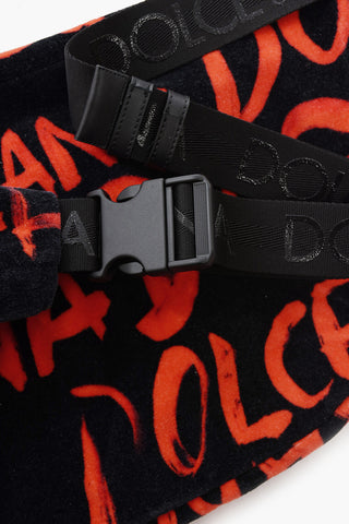 Velvet Waist Bag and Towel Set with Logo Print