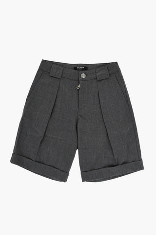 Front-pleated Shorts with Turn-up Hems