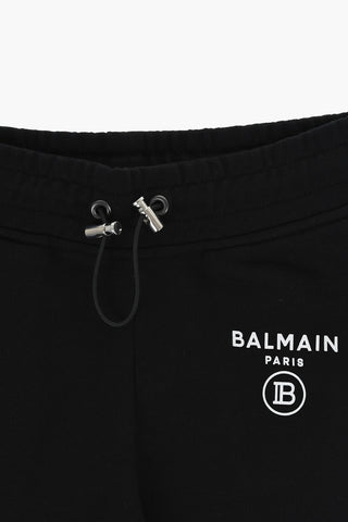Brushed Cotton Joggers With Logo Print