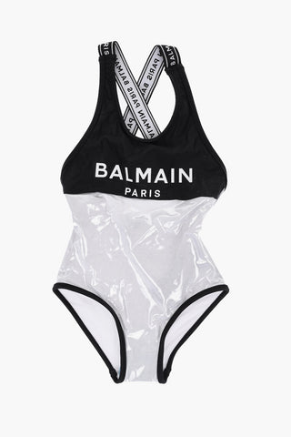 Logoed One-piece Swimsuit with Stretchy Straps