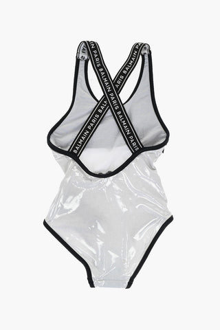 Logoed One-piece Swimsuit with Stretchy Straps