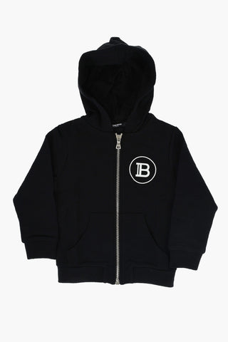 Zipped Hoodie With Logo Print