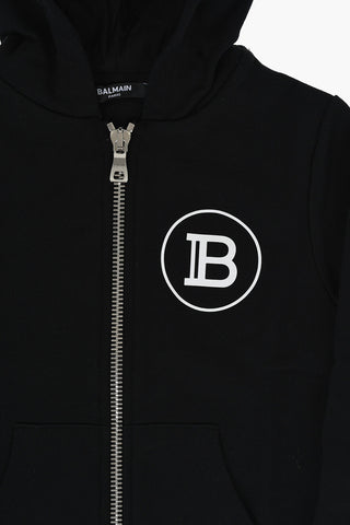 Zipped Hoodie With Logo Print