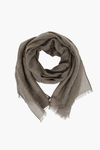 Linen Blend Foulard with Embroidered Logo
