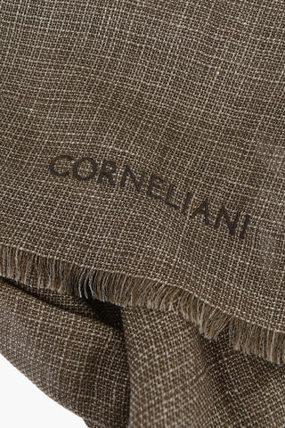 Linen Blend Foulard with Embroidered Logo