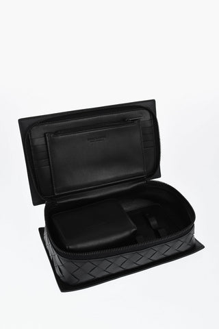 Woven Leather Business Case with Inner Coin-holder