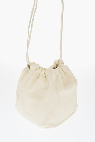 Borsa Bucket DUMPLING in Pelle Stampata Effetto Coccodrillo