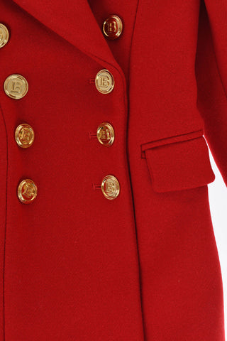 Wool Double Breasted Coat with Peak Lapel