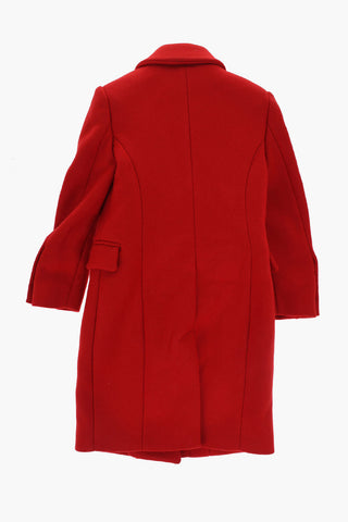 Wool Double Breasted Coat with Peak Lapel