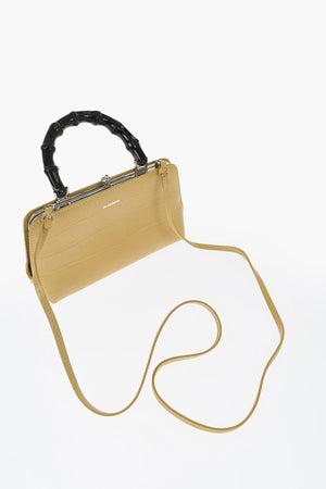 Borsa a Mano GOJI in Pelle Stampata con Manico in Bambù