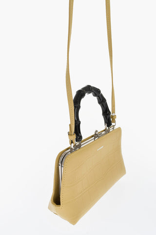 Borsa a Mano GOJI in Pelle Stampata con Manico in Bambù