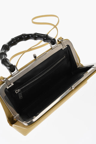 Borsa a Mano GOJI in Pelle Stampata con Manico in Bambù