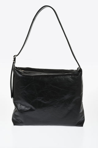 Leather Quilted Crossbody Bag with Zip Closure