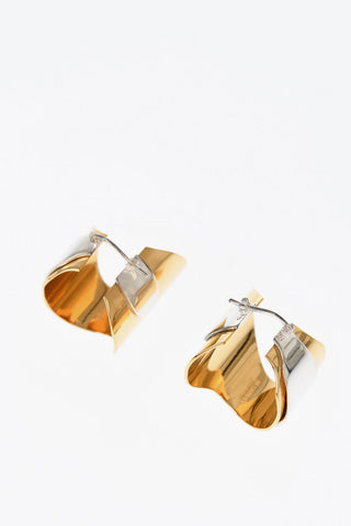 Two-Tone Brass Earrings with Ring Design