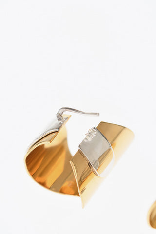 Two-Tone Brass Earrings with Ring Design
