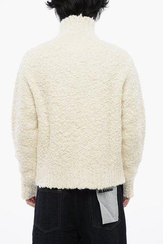 Bouclé Wool Cardigan with Zip Closure