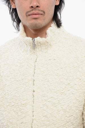 Bouclé Wool Cardigan with Zip Closure