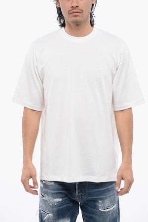 Cotton Blend Football Fit T-Shirt with Logo Appliqué