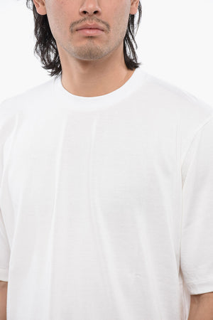 Cotton Blend Football Fit T-Shirt with Logo Appliqué
