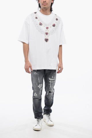 Oversize-Fit T-Shirt Mit Ketten-Print