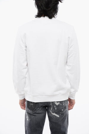 Brushed Cotton Crewneck Sweatshirt with Logo Print