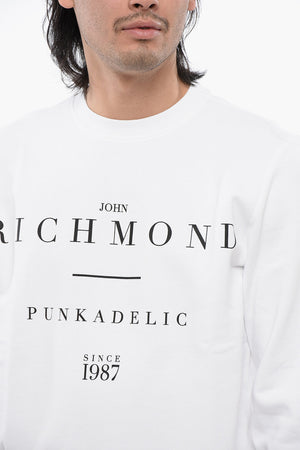 Brushed Cotton Crewneck Sweatshirt with Logo Print