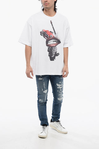 Oversize-Fit T-Shirt Mit Print Und Strass