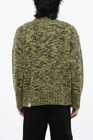 Melange-Wollpullover mit hohem Kragen