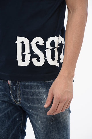 Crewneck Cotton T-Shirt with Printed Logo