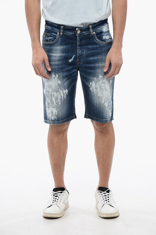 Bleached Effect Regular Fit Bermuda Jeans