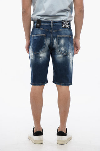 Bleached Effect Regular Fit Bermuda Jeans
