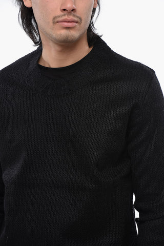 더블 원단 라운드넥 스웨터