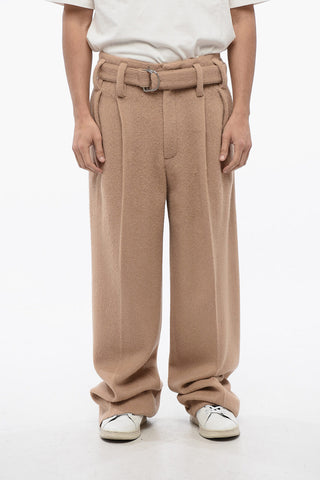 Pantaloni In Lana Con Cintura E Pinces
