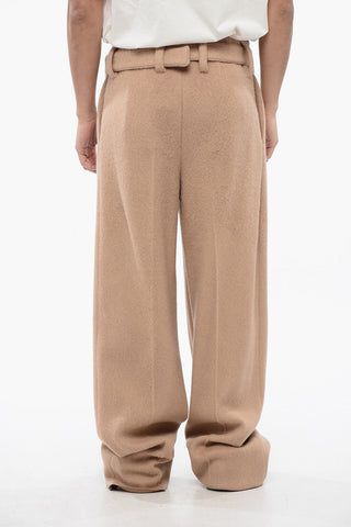 Pantaloni In Lana Con Cintura E Pinces