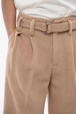 Wool Trousers with Belt and Pleats