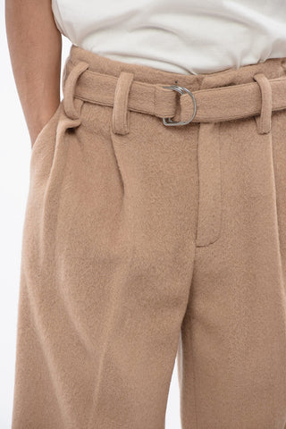 Pantaloni In Lana Con Cintura E Pinces