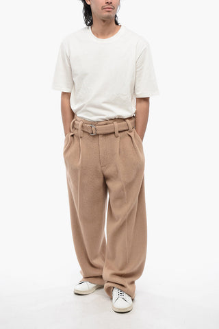 Pantaloni In Lana Con Cintura E Pinces