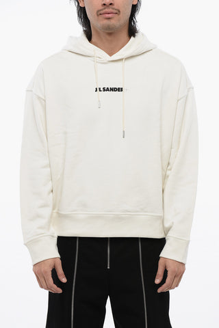 Brushed Cotton Hoodie With Logo Print