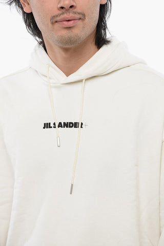 Brushed Cotton Hoodie With Logo Print