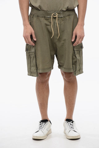 Cargo-Shorts aus gebürsteter Baumwolle mit Kordelzug