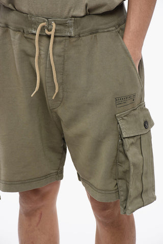 Cargo-Shorts aus gebürsteter Baumwolle mit Kordelzug