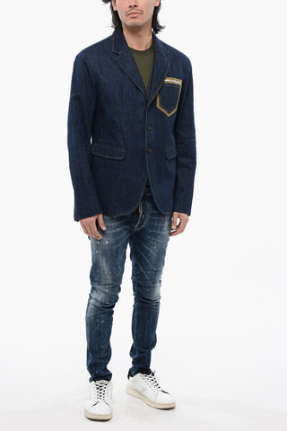 Blazer in Denim CATEN BROS con Cuciture a Vista