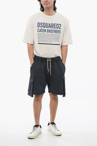 Shorts Cargo in Cotone Garzato con Coulisse