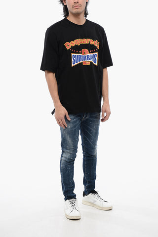 Crew Neck D2 SUBURBAN Skater Fit Cotton T-Shirt